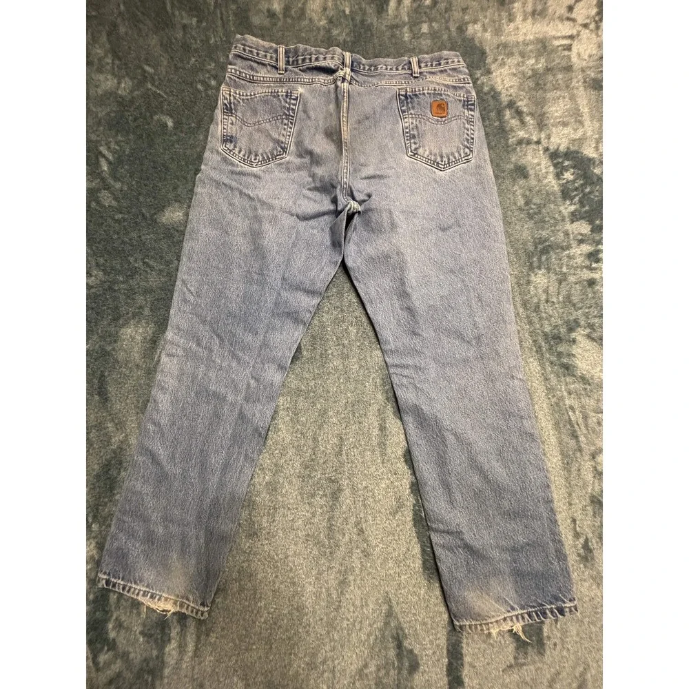 Carhartt Men 37x30 Light Wash Blue Denim Work Jeans Faded Distressed (No Tag)